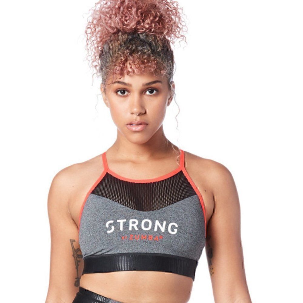 ZUMBA Fitness Strong Nation High Support Compression Sports Bra Large NWT